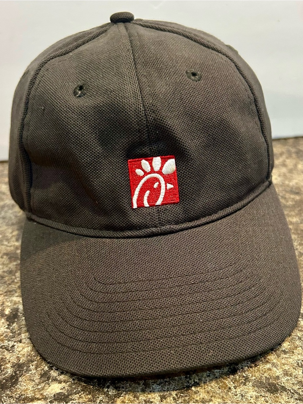 Unbranded Men's Dark Brown Baseball Cap with Red Logo Patch